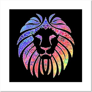 Rainbow Lion Pride Black Small Logo Posters and Art